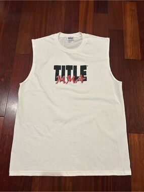 MMA Men's White Sleeveless Training Tee Title Boxing NWOT